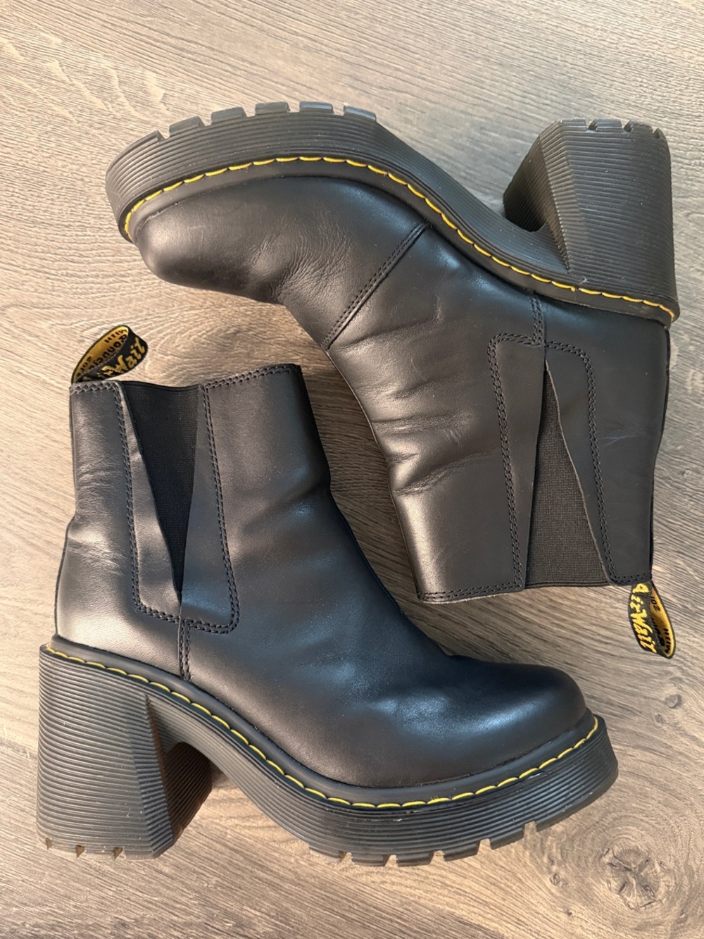 Black Platform Dr Martens Spence Chelsea Ankle Boots with Contrast Stitching